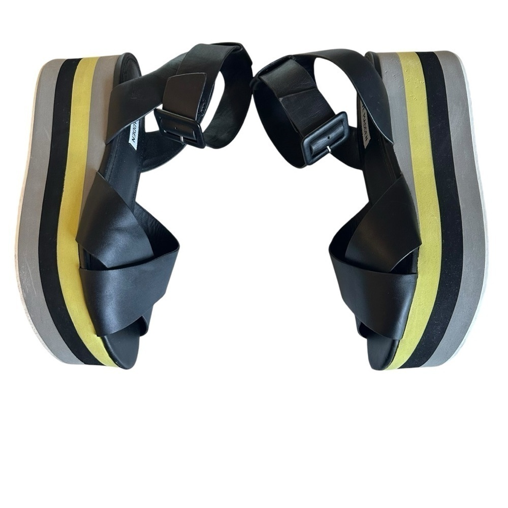 Steve Madden Macer Platform Sandals Black Yellow Chunky Size 9.5 - Picture 5 of 16